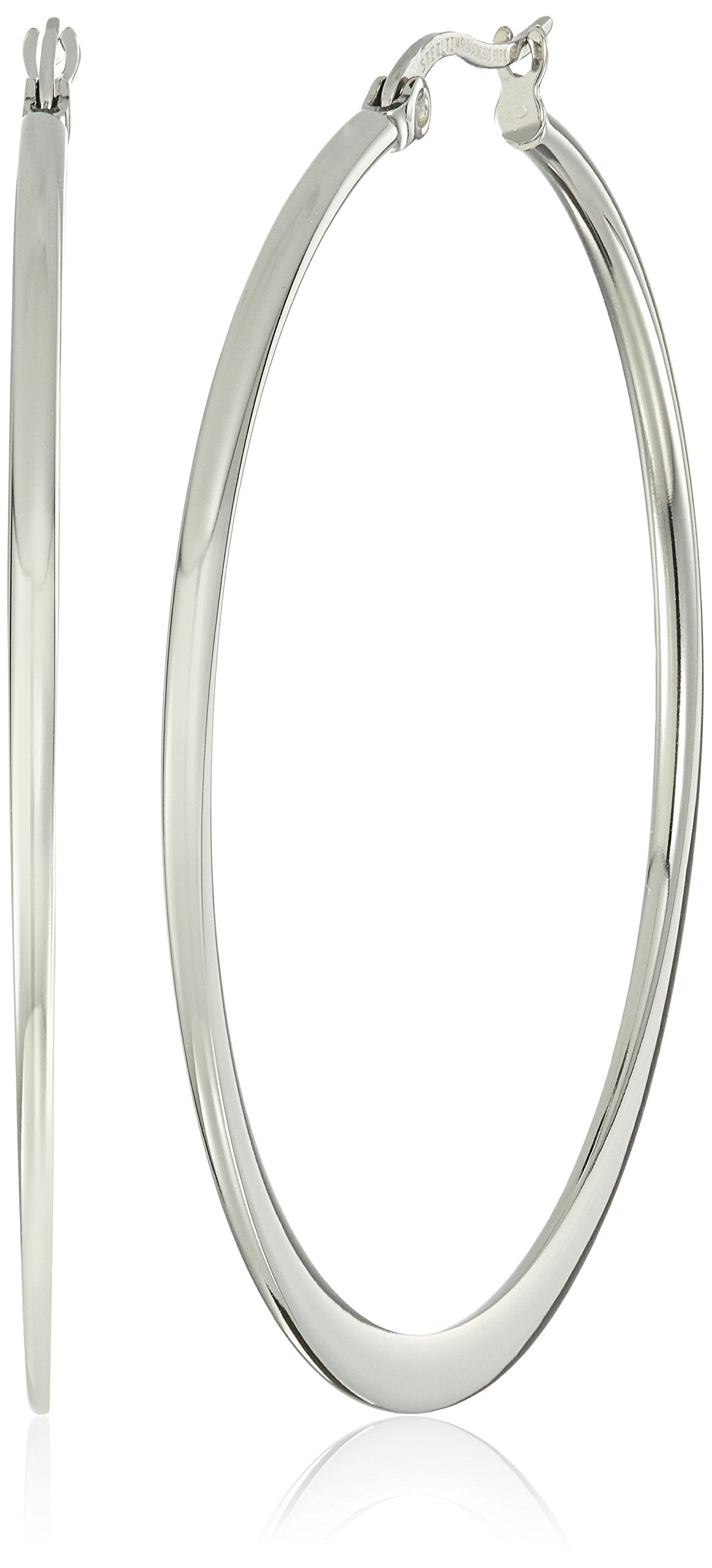 Amazon Essentials Gold Plated or Stainless Steel Flattened Hoop Earrings (previously Amazon Collection)